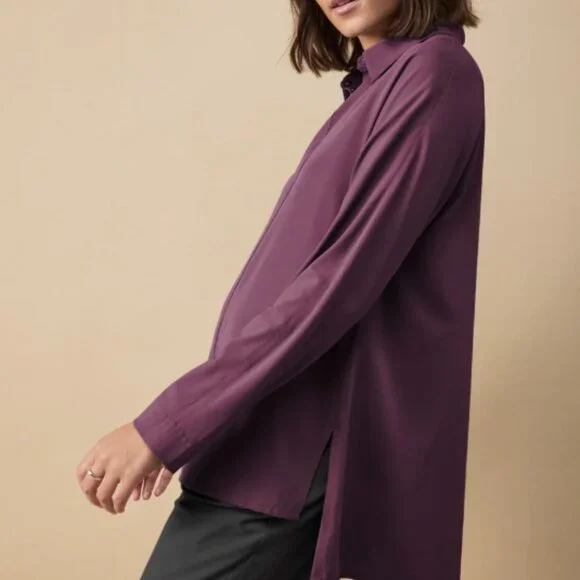 Something Cool Button Down Size Small in Plum - Picture 3 of 3